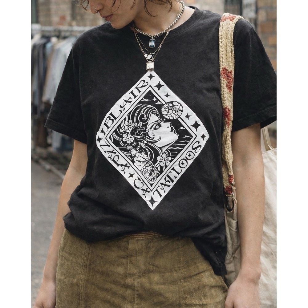 Blair Tattoos Napa CA Graphic Tee Tarot Moon Tattoo Artist Shirt L